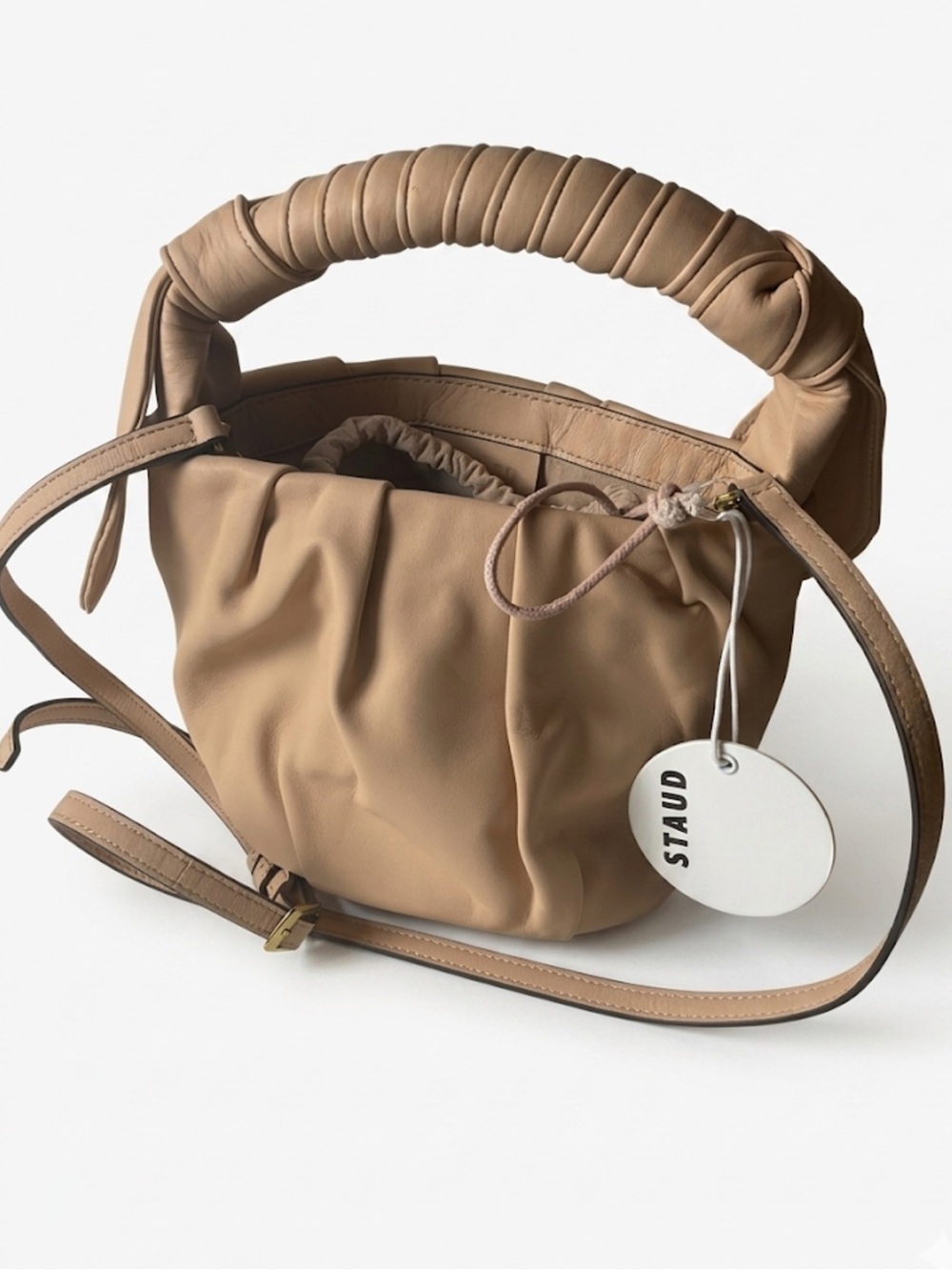 STAUD Dani Bag NWT - Powder Neutral Ruched Handle Purse